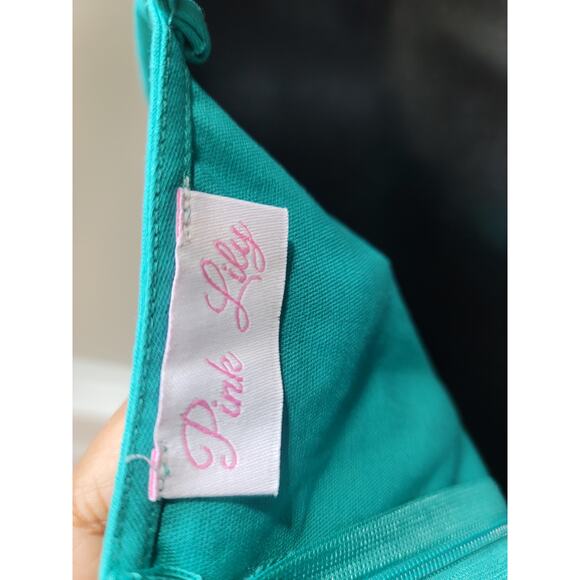 Pink Lily Dress Womens XS Teal Sleeveless Mini Fringe Trim Slit Party Summer - Picture 5 of 10